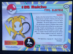 Raichu #26 Pokemon Topps trading cards series 1, 2000 NON HOLO LP - Image 2