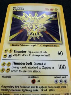 1999 Pokemon TCG Zapdos Fossil #15 Holo Rare - Vintage WOTC- LP/NM - Image 4
