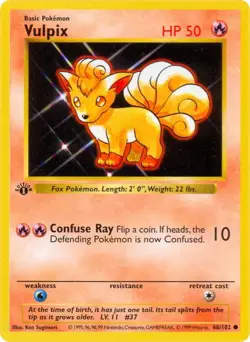 Pokemon TCG Vulpix 68/102 - Base Set WOTC 1999 Vintage Common - Image 1