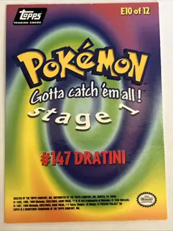 Dratini Topps Pokemon #147 - E10 of 12 - Textured Holo - Black Logo - Image 2