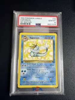 1999 POKEMON JUNGLE 1ST ED #28 VAPOREON PSA 10 - Image 1