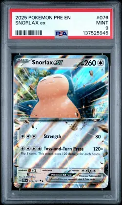 PSA MINT 9 - 2025 POKEMON PRE EN-PRISMATIC EVOLUTIONS 076 SNORLAX ex - Image 1