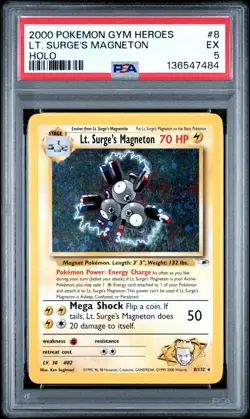 2000 POKEMON GYM HEROES HOLO #8 LT. SURGE'S MAGNETON PSA 5 - Image 1