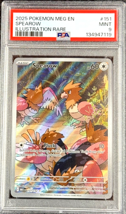 2025 POKEMON MEGA EVOLUTION EN SPEAROW ILLUSTRATION RARE #151 MINT 💎PSA 9 - Image 1