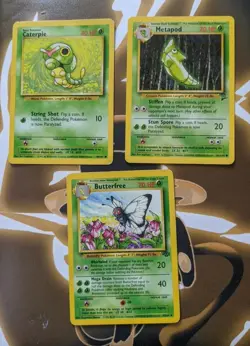Caterpie + Metapod + Butterfree Pokemon Card Lot - Base Set / BS2 / Jungle - LP - Image 1