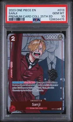2023 ONE PIECE PREM BANDAI PREM CARD COLL 25TH ED #013 SANJI PSA 10 - Image 1
