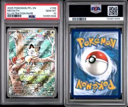 2025 POKEMON PFL EN-PHANTASMAL FLAMES ILLUSTRATION RARE #106 MEOWTH PSA 10 - Image 3