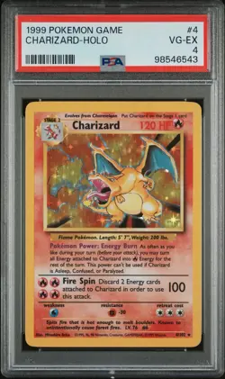 1999 POKEMON BASE SET UNLIMITED #4 CHARIZARD-HOLO PSA 4 - Image 1