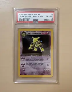 2000 POKEMON TEAM ROCKET 1ST EDITION #1/82 DARK ALAKAZAM HOLO PSA 6 - Image 1