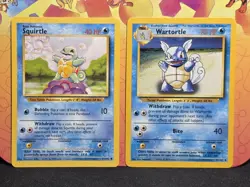 Squirtle 63/102 + Wartortle 42/102 Base Set Common Pokemon Card (NM-) - Image 1