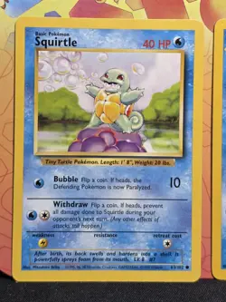 Squirtle 63/102 + Wartortle 42/102 Base Set Common Pokemon Card (NM-) - Image 2