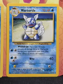 Squirtle 63/102 + Wartortle 42/102 Base Set Common Pokemon Card (NM-) - Image 3