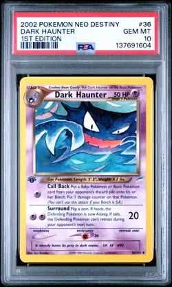 2002 POKEMON NEO DESTINY 1ST ED #36 DARK HAUNTER PSA 10 - Image 1