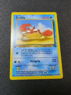Pokemon TCG Krabby Fossil 51/62 Regular 1st Edition Common - Mitsuhiro Arita NM - Image 1