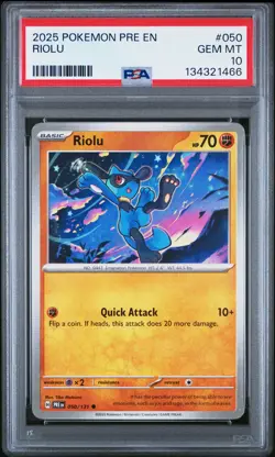 PSA 10 - 2025 POKEMON PRE EN-PRISMATIC EVOLUTIONS 050 ravishing RIOLU | POP 1 - Image 1