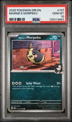 PSA 10 - 2025 POKEMON DRI EN-DESTINED RIVALS 137 MARNIE'S MORPEKO | POP 1 - Image 1