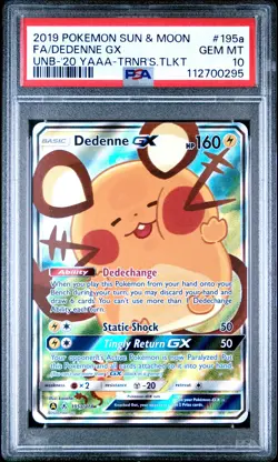 PSA 10 - 2019 POKEMON SUN & MOON UNBROKEN BONDS 195A FA/DEDENNE GX - Image 1