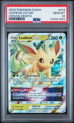 PSA 10 - 2023 POKEMON SWORD AND SHIELD CROWN ZENITH 014 LEAFEON VSTAR - Image 1