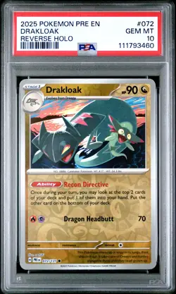 PSA 10 - 2025 POKEMON PRE EN PRISMATIC 072 DRAKLOAK | REVERSE HOLO | POP 2 - Image 1