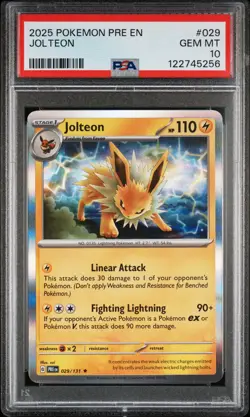 PSA 10 - 2025 POKEMON PRE EN-PRISMATIC EVOLUTIONS 029 JOLTEON | POP 42 - Image 1