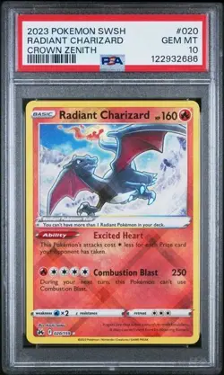 PSA 10 - 2023 POKEMON SWORD AND SHIELD CROWN ZENITH 020 RADIANT CHARIZARD - Image 1
