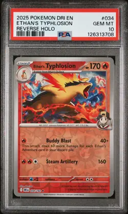 PSA 10 - 2025 POKEMON DRI EN-DESTINED RIVALS 034 ETHAN'S TYPHLOSION | POP 4 - Image 1