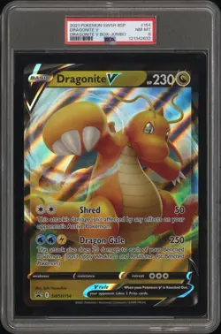 PSA 8 - 2021 POKEMON SWSH BLACK STAR PROMO 154 DRAGONITE V JUMBO - Image 1
