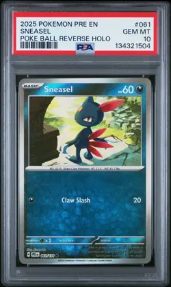 PSA 10 - 2025 POKEMON PRE EN-PRISMATIC EVOLUTIONS 061 SNEASEL | POKEBALL | POP 6 - Image 1