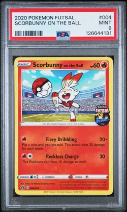 2020 POKEMON FUTSAL #004 SCORBUNNY ON THE BALL PSA 9 - Image 1