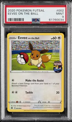 2020 POKEMON FUTSAL #002 EEVEE ON THE BALL PSA 9 - Image 1