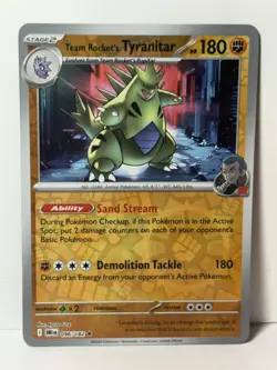Team Rockets Tyranitar Reverse Holo 096/182 Destined Rivals NM Pokemon Fast Ship - Image 1