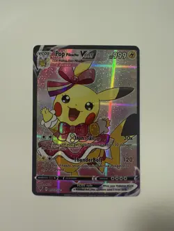 Pokemon TCG Pop Pikachu VCOS Cosplay Custom Full Art Holographic Card - Image 1