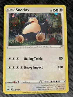 Snorlax 140/202 Holo Rare Cosmos Sword & Shield Base Set Pokemon TCG 0914 #99 - Image 1