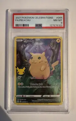 2021 Pokemon Celebrations FA/Pikachu Trading Card PSA 8 - Image 1