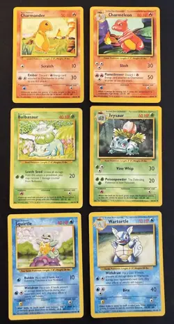 Pokemon Vintage Base Set - Charmander Bulbasaur Squirtle + Evos - Lot of 6 - Image 1
