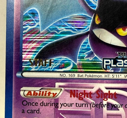 Pokemon B&W Plasma Storm CROBAT "STAFF" Gold Foil Stamped Prerelease Promo Card - Image 2