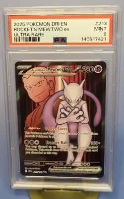 Pokemon TCG Team Rocket's Mewtwo ex 213/182 Sv10: Destined Rivals Holo PSA 9 - Image 1