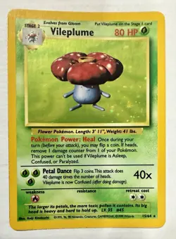 Pokemon TCG Vileplume (No Set Symbol Error) Jungle 15/64 Holo Rare High Grade - Image 1