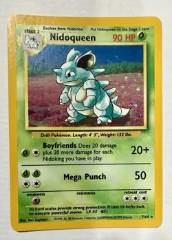 Nidoqueen 7/64 Error Holo Jungle 1999 Pokemon TCG No Set Symbol NP High Grade - Image 1