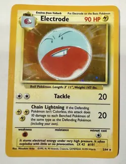Pokemon Electrode 2/64 Jungle Holofoil No Jungle Symbol Misprint Vintage 1999 - Image 1