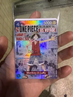 One Piece Monkey D. Luffy US Voyage College Basketball Promo Card Sealed - Image 1