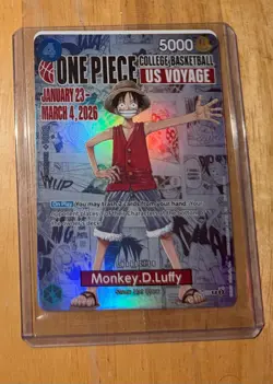 One Piece Monkey D. Luffy US Voyage College Basketball Promo Card Sealed - Image 2