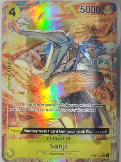 One Piece TCG Sanji ALT ART OP04-104 SR Kingdoms of Intrigue English - Image 1
