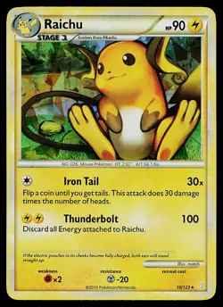 Pokemon Card - Raichu HeartGold SoulSilver 10/123 Cracked Ice Holo - Image 1