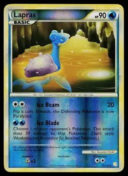 Pokemon Card - Lapras HeartGold SoulSilver 24/123 Rare Reverse Holo - Image 1
