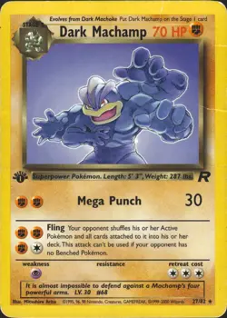 Dark Machamp 27/82 1st Edition Rare Team Rocket Pokemon Card HP - Image 1