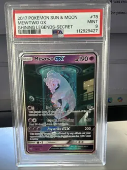 Pokemon Mewtwo GX TCG Shining Legends Holo Card 78/73 Secret Rare PSA 9 Mint - Image 1