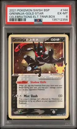 2021 POKEMON SWSH BLACK STAR PROMO 144 GRENINJA-GOLD STAR CELEBRATIONS ETB PSA 6 - Image 1