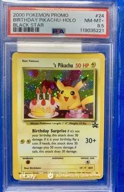 2000 POKEMON PROMO BLACK STAR 24 BIRTHDAY PIKACHU-HOLO PSA 8.5 (Low Pop: 65) 🌀 - Image 1