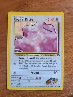 Koga's Ditto Holo Rare Unlimited Gym Challenge 10/132 Pokemon TCG - Image 1